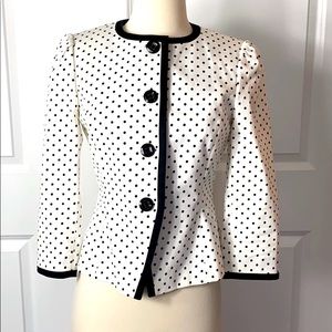 Tahiri Levine white and black polka dot blazer